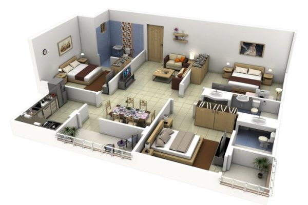 Three bedroom house design