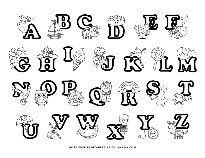 Free printable alphabet coloring pages