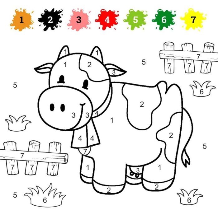 Color by number coloring pages for kids