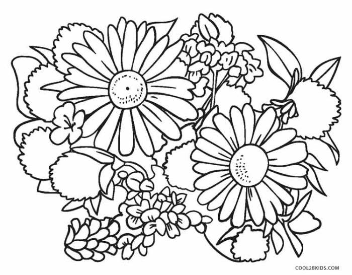 Printable coloring pages for kids flowers