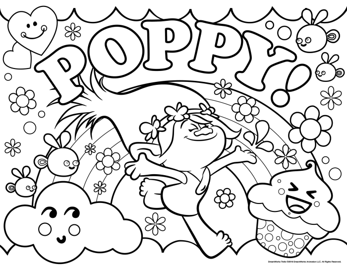 Poppy the troll coloring pages