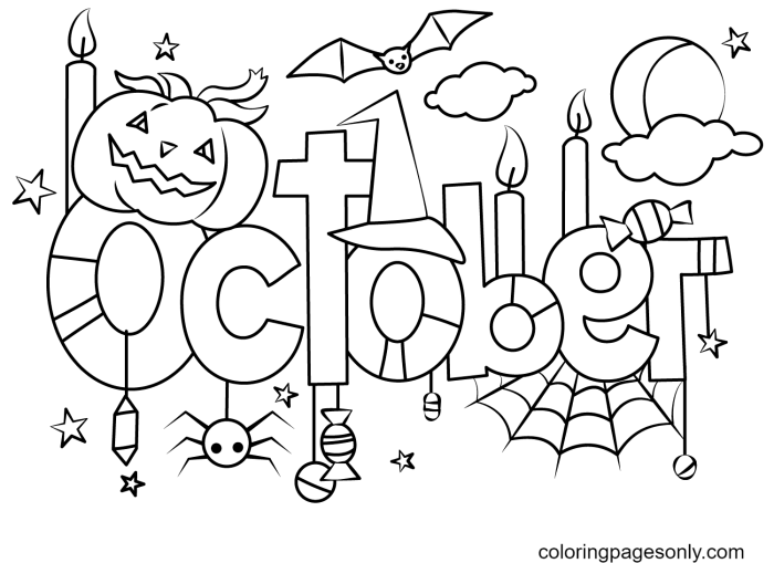 October coloring pages for kids printable