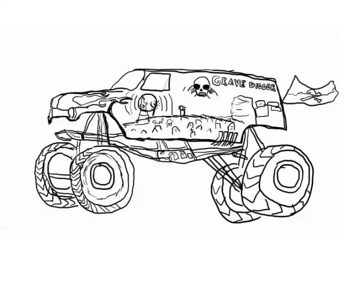 Monster truck grave digger coloring pages