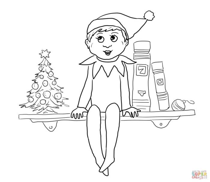 Printable elf on the shelf coloring pages