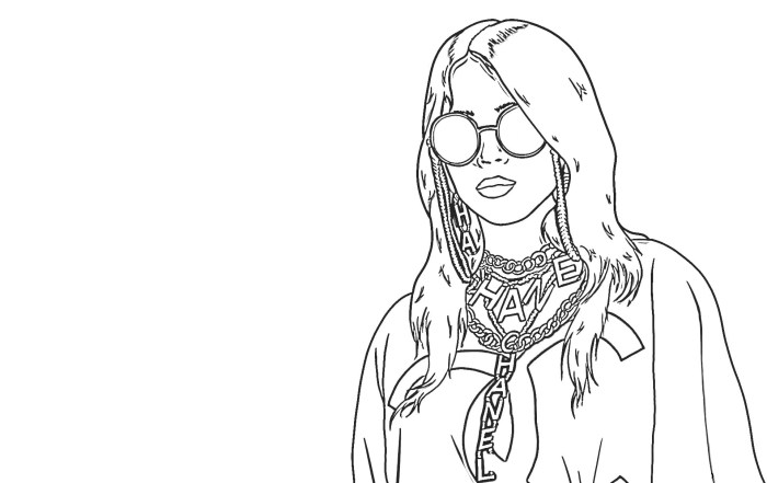 Printed coloring pages billie eilish