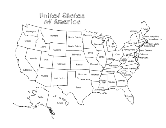 Coloring pages of usa map