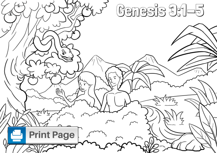 Adam and eve coloring pages for kids