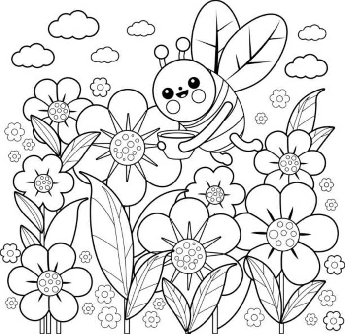 Printable coloring pages for kids flowers