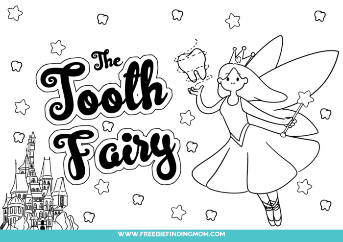 Tooth fairy coloring pages