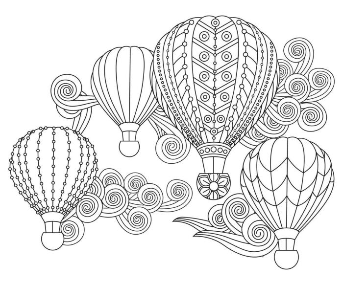 Coloring pages of hot air balloons