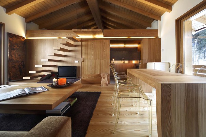 Interior design for wooden house