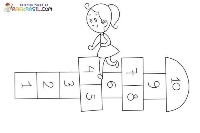 Hoppy hopscotch coloring page