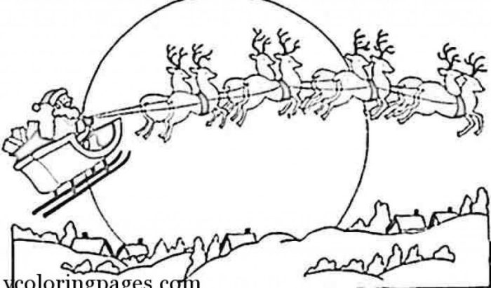 Santa claus and reindeer coloring pages