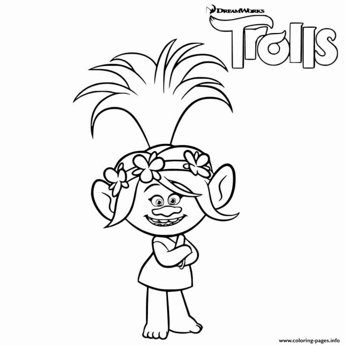 Poppy the troll coloring pages