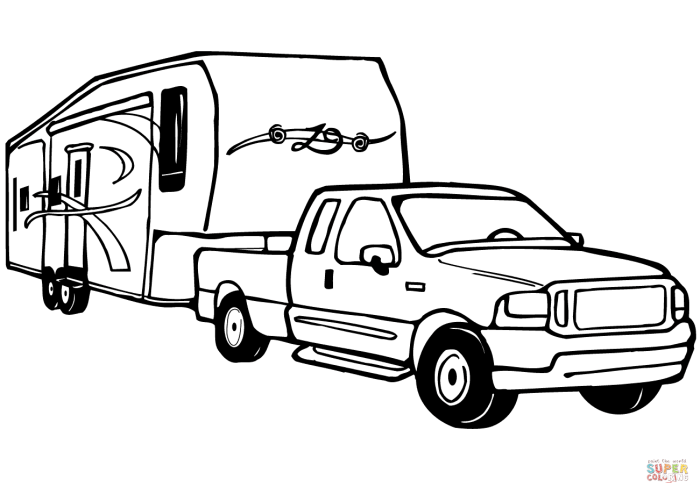 Coloring trailer camper truck pages rv printable drawing