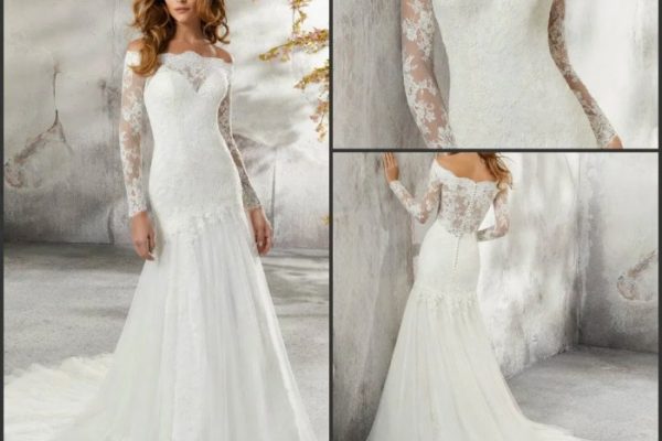 Rustic long sleeve wedding dress