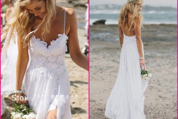 Short white beach wedding dress