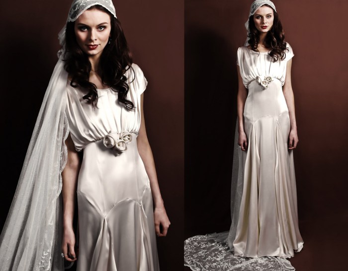 Vintage style silk wedding dress