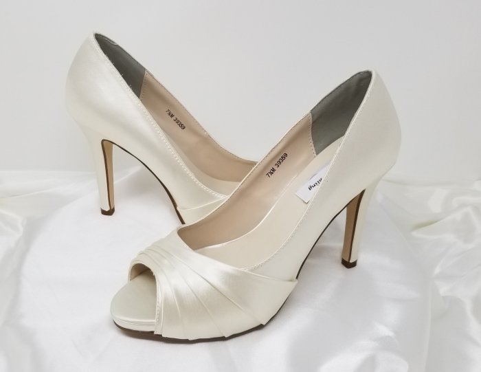 Shoes ivory wedding silver hitched heel peep toe monsoon