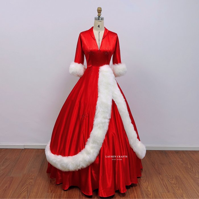 Red christmas wedding dress